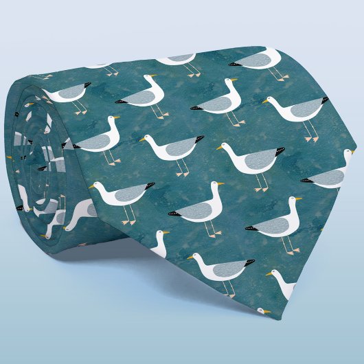 Zeegarnaal Bird Green Pattern Stropdas