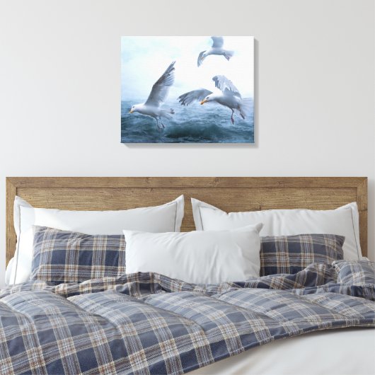 Zeegarren Vlucht over het Zee Canvas Afdruk (Insitu (Slaapkamer))