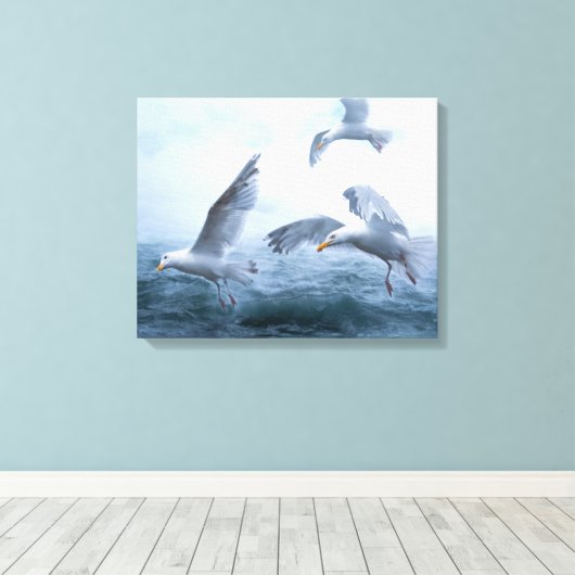 Zeegarren Vlucht over het Zee Canvas Afdruk (Insitu (Houten vloer))