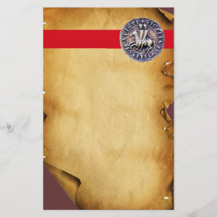 ZEEGEL VAN DE KNIGHTS TEMPLAR, bruin perkament Briefpapier