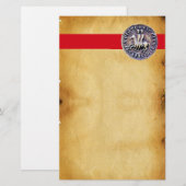 ZEEGEL VAN DE KNIGHTS TEMPLAR, bruin perkament Briefpapier (Voorkant / Achterkant)