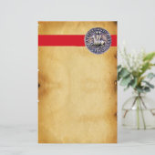 ZEEGEL VAN DE KNIGHTS TEMPLAR, bruin perkament Briefpapier (Staand voorkant)