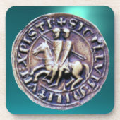 ZEEGEL VAN DE KNIGHTS TEMPLAR-geit blauw Drankjes Onderzetter (Voorkant)