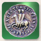 ZEEGEL VAN DE KNIGHTS TEMPLAR-gem groen Bier Onderzetter (Voorkant)