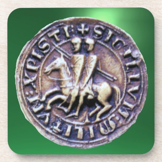ZEEGEL VAN DE KNIGHTS TEMPLAR-gem groen Bier Onderzetter (Voorkant)