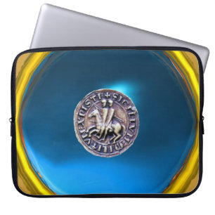 ZEEGEL VAN DE KNIGHTS TEMPLAR grijze gem blauw Laptop Sleeve