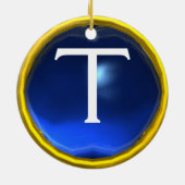 ZEEGEL VAN DE KNIGHTS-TEMPLAR-MONOGRAM blauw Keramisch Ornament (Achterkant)