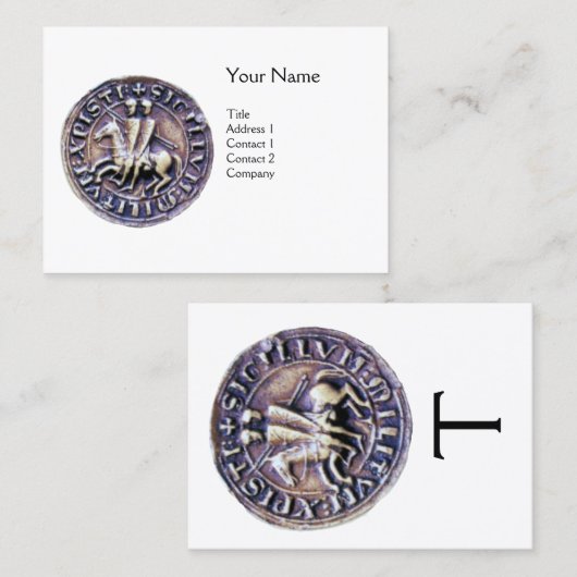 ZEEGEL VAN DE KNIGHTS TEMPLAR MONOGRAM White Visitekaartje (Voorkant / Achterkant)