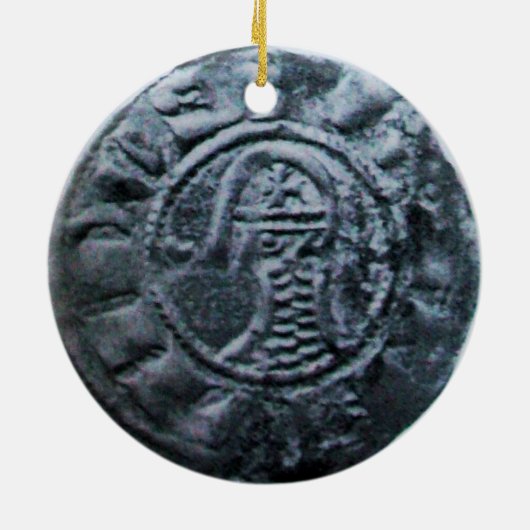 ZEEGEL VAN HET paarse KNIGHTS TEMPLAR MONOGRAM Keramisch Ornament (Achterkant)