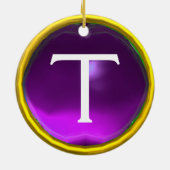 ZEEGEL VAN HET paarse KNIGHTS TEMPLAR MONOGRAM Keramisch Ornament (Achterkant)