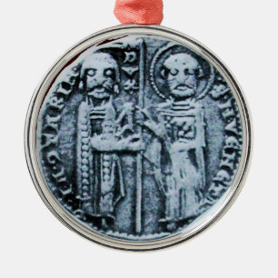 ZEEGEL VAN HET paarse KNIGHTS TEMPLAR MONOGRAM Metalen Ornament