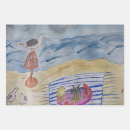 Zeegelaars op de Reeks van het Blad van de Kogelwa Inpakpapier Vel