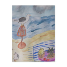 Zeegelaars op het strand Briefkaart