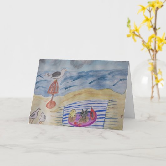 Zeegelaars op het strand Wenskaart Kaart (Gele Bloem)