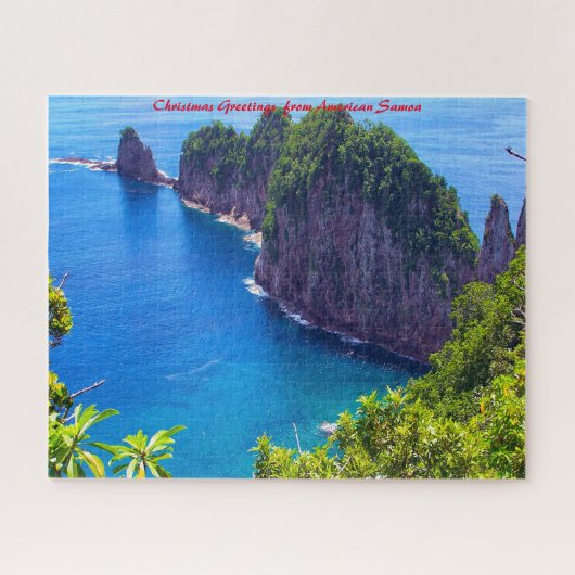 Zeegezicht Amerikaans Samoa.Kerstgroeten Legpuzzel (Horizontaal)