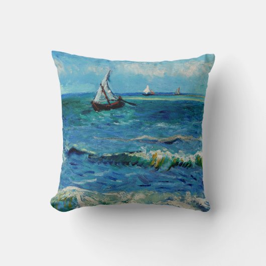 Zeegezicht bij Les Saintes-Maries Fijne Kunst Kussen (Voorkant)