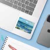 Zeegezicht bij Les Saintes-Maries Fijne Kunst Sticker (Laptop met iPhone)