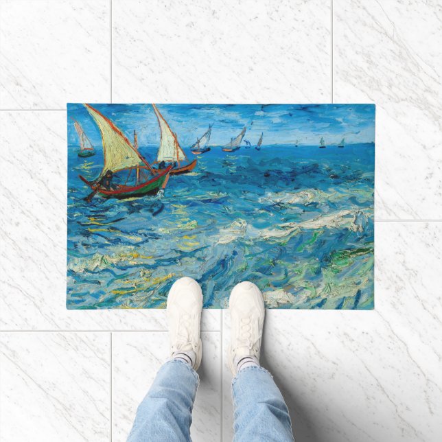 Zeegezicht bij Saintes-Maries | Vincent van Gogh Deurmat (Binnen)