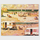 Zeegezicht, caravan op het strand cadeaupapier (Vlak)