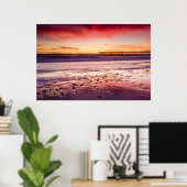 Zeegezicht en pier bij zonsondergang, CA Poster (Thuiskantoor)