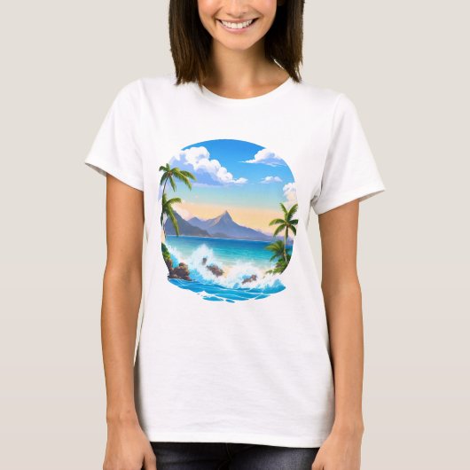 Zeegezicht en Sunrise T-shirt (Voorkant)