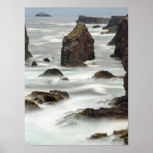 Zeegezicht en zee-stapels, Shetland Poster