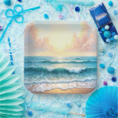 zeegezicht in de ochtend papieren bordje (Feest)