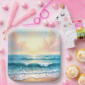 zeegezicht in de ochtend papieren bordje (Feest)