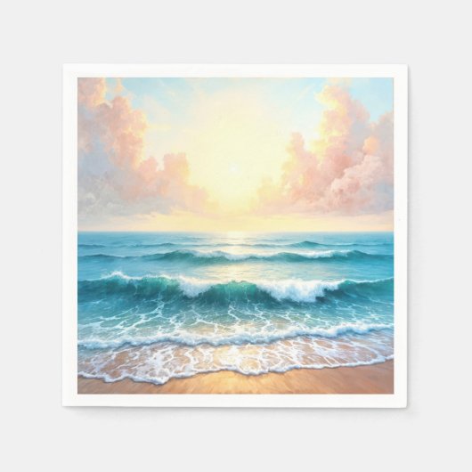 zeegezicht in de ochtend servet (Voorkant)