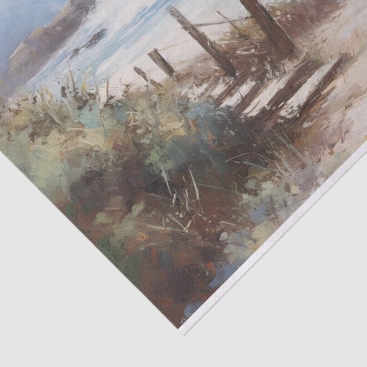 Zeegezicht Kust Uitzicht Landschapsschilderij Deco Tissuepapier (Detail)