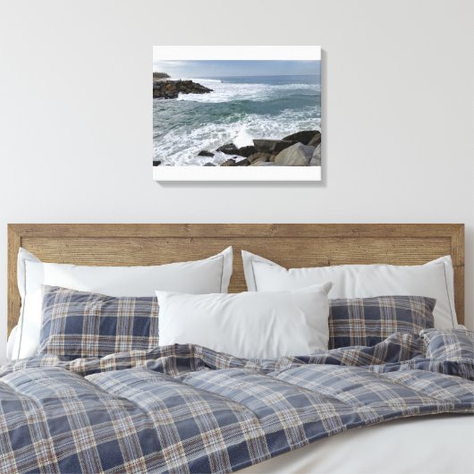 Zeegezicht op Ponto Beach, Carlsbad, CA Canvas Afdruk (Insitu (Slaapkamer))
