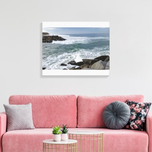 Zeegezicht op Ponto Beach, Carlsbad, CA Canvas Afdruk (Insitu (Woonkamer))