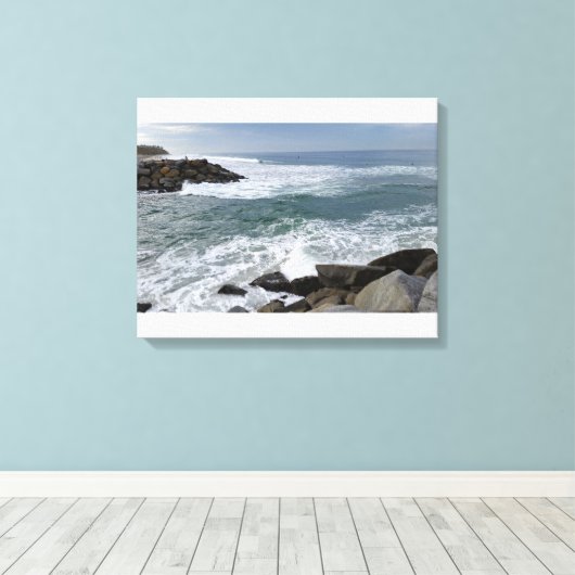 Zeegezicht op Ponto Beach, Carlsbad, CA Canvas Afdruk (Insitu (Houten vloer))