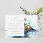 Zeegezicht Palm Tree Island Waterverf bruiloft Bedankkaart (Staand voorkant)