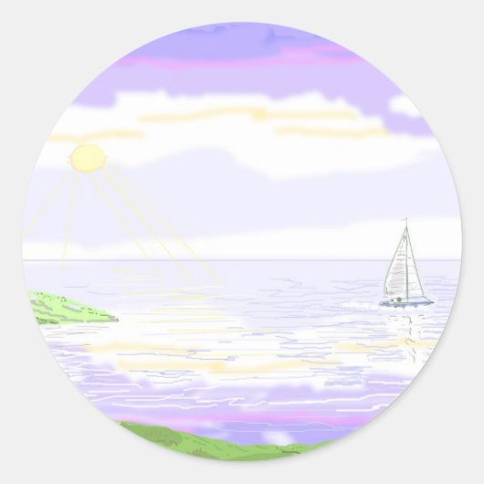 Zeegezicht scene ronde sticker (Voorkant)