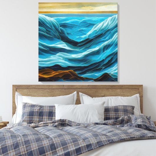 Zeegezicht schilderij - stretched canvas print (Insitu (Slaapkamer))