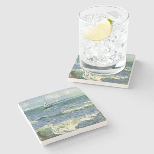 zeegezicht | Vincent van Gogh Stenen Onderzetter (Zijkant)