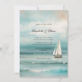 Zeegezicht 'Zeilboot' Landschap Elegante bruiloft Kaart (Voorkant)