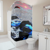 Zeegezicht zonsondergang..... douchegordijn (In situ)