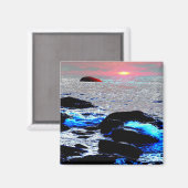 Zeegezicht zonsondergang..... magneet (Voorkant / Achterkant)