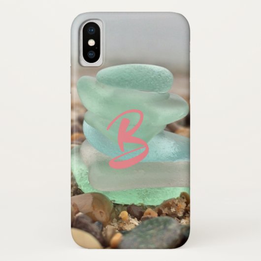 Zeeglas en strandzand blauwgroen blauw groen bruin Case-Mate iPhone case (Achterkant)