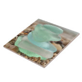 Zeeglas en zand- en keramische tegels tegeltje (Zijkant)