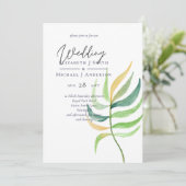 Zeeglas Groen Blauw Tropisch Blad Trouwfeest (Staand voorkant)