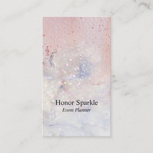 Zeeglas Marmeren Sparkle Roos Gouden Waterverf Visitekaartje (Voorkant)