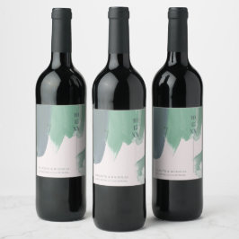 Zeeglas | Monogram Huwelijks Wijnlabel Wijn Etiket