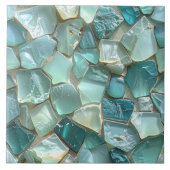 Zeeglas Mozaïek Teal ID1183 Tegeltje (Voorkant)
