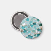 Zeeglas Mozaïek Turquoise Kust Charme Magneet (Voorkant / Achterkant)