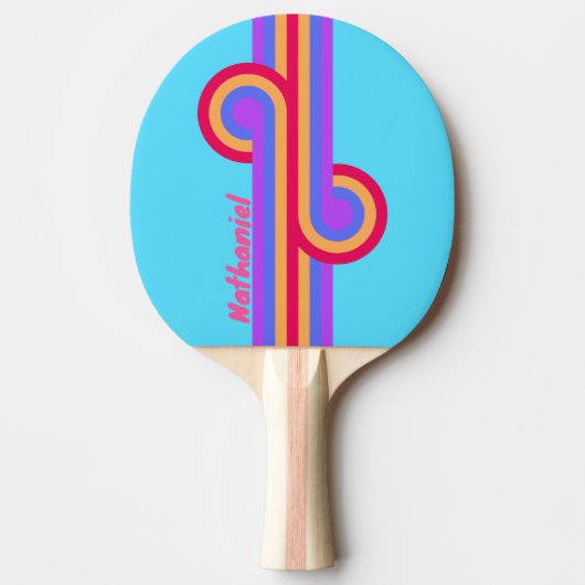 Zeeglas Stripe Loop met Naam Tafeltennisbatje (Voorkant)