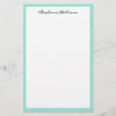 Zeeglas Zee Groene Rand Aangepaste Monogram Naam Briefpapier (Voorkant)
