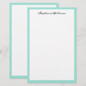 Zeeglas Zee Groene Rand Aangepaste Monogram Naam Briefpapier (Voorkant / Achterkant)